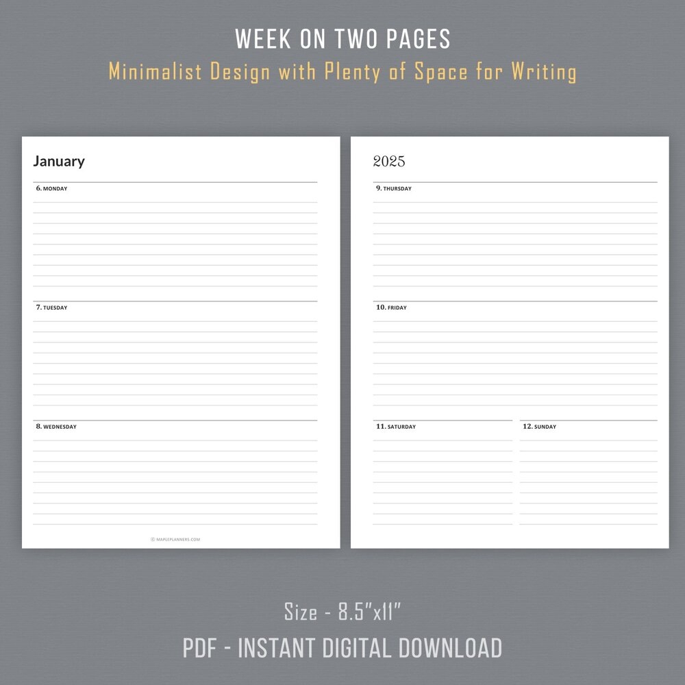 Printable 2025 Weekly Calendars