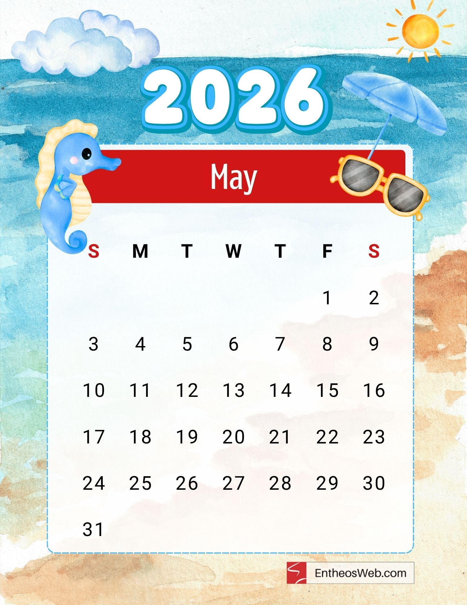 2026 May Calendar Printable Free