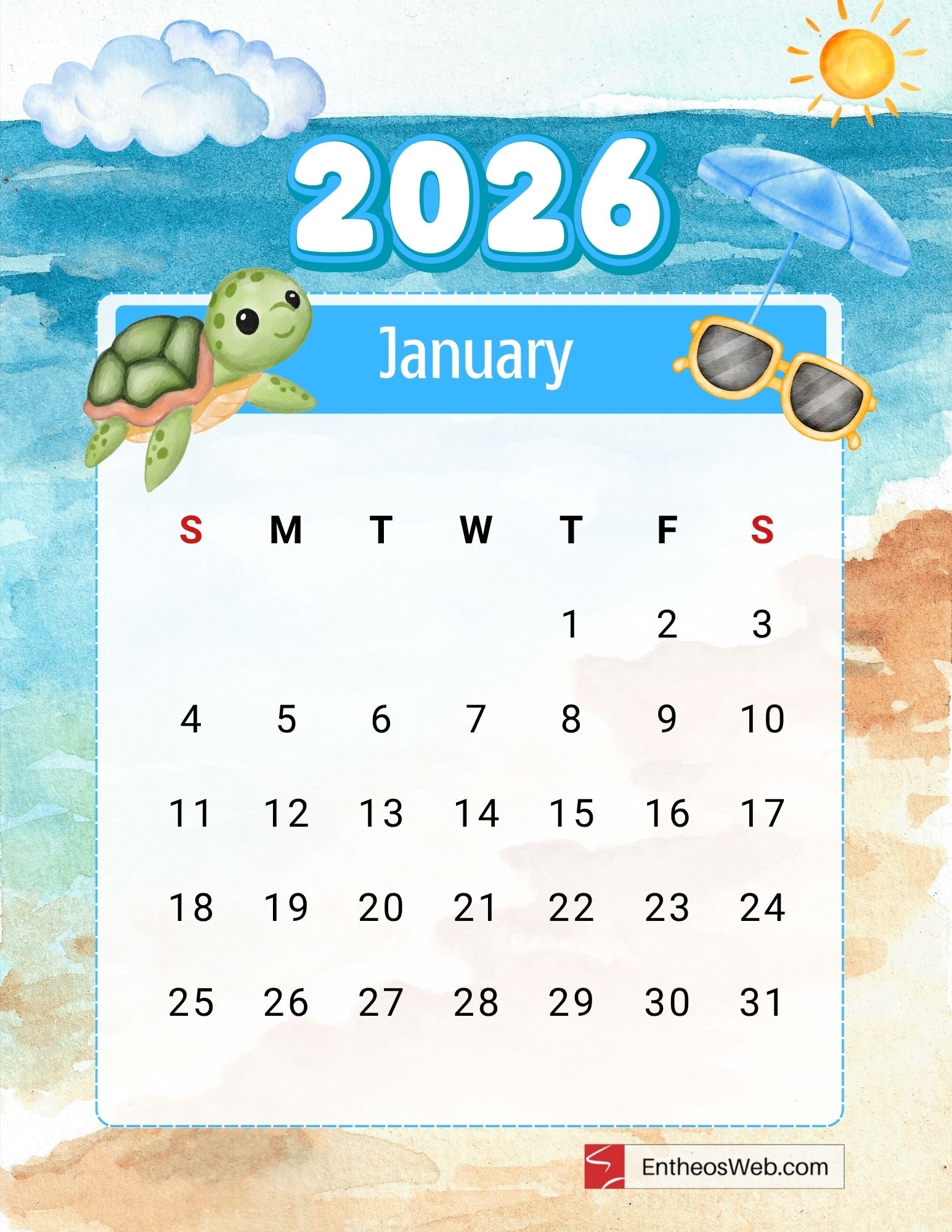 Free Printable Calendars January 2026