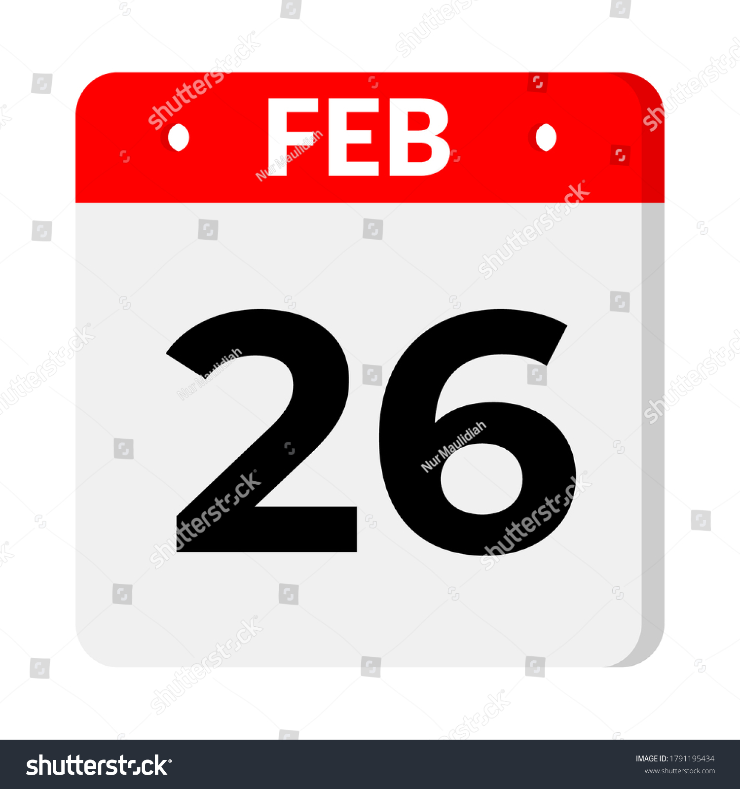 26 February Calendar Icon Vector Illustration Stock Vector Royalty Free 1791195434 Shutterstock