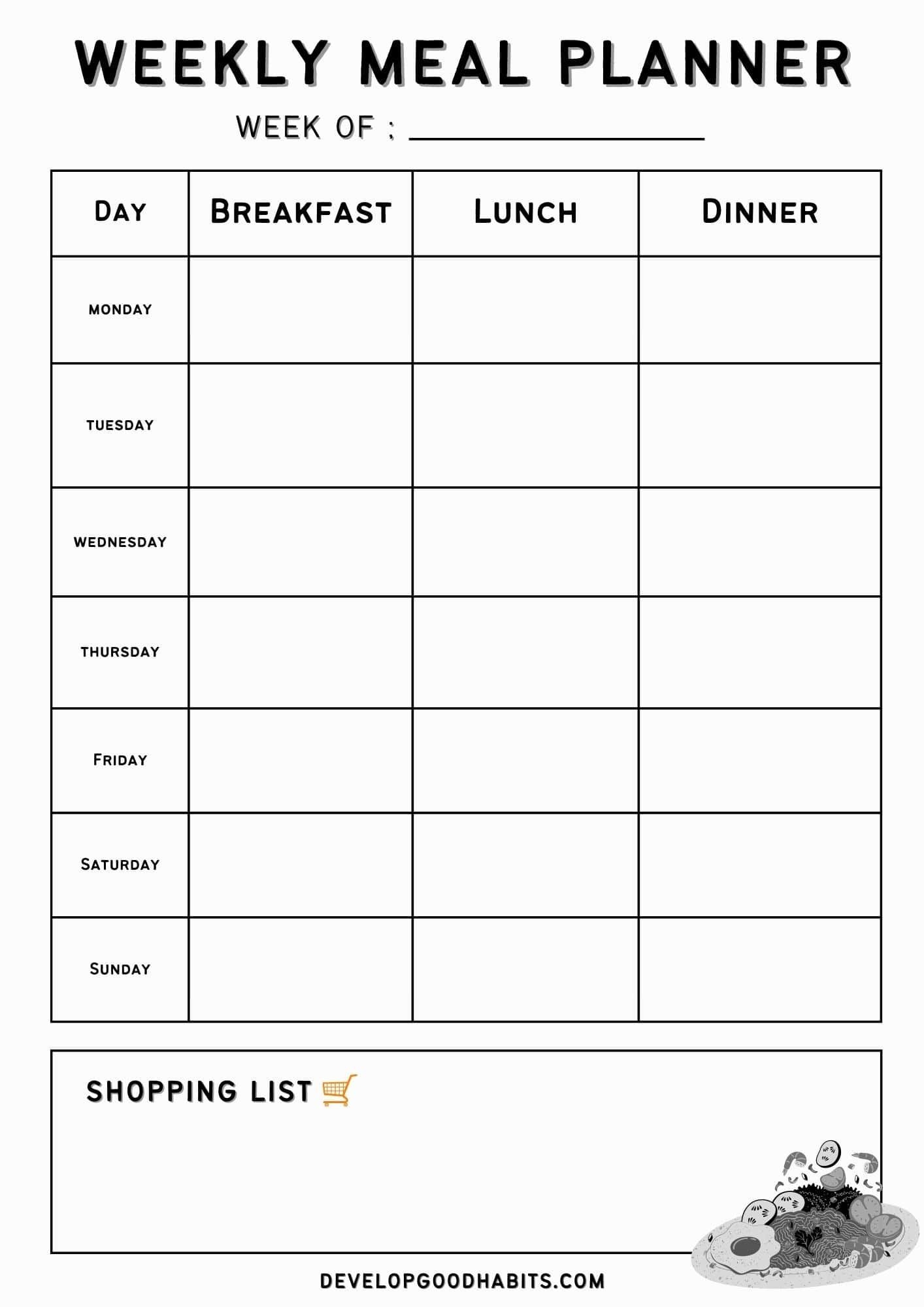 33 Printable Weekly Meal Planner Templates For 2022