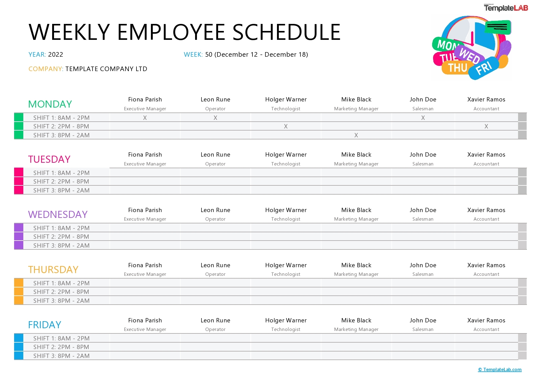Free Printable Staff Day Off Calendar