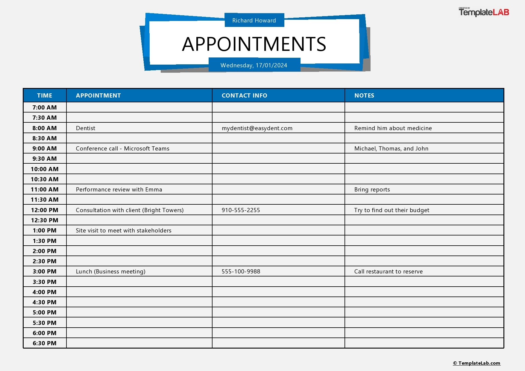 50 Printable Appointment Schedule Templates Appointment Calendars 