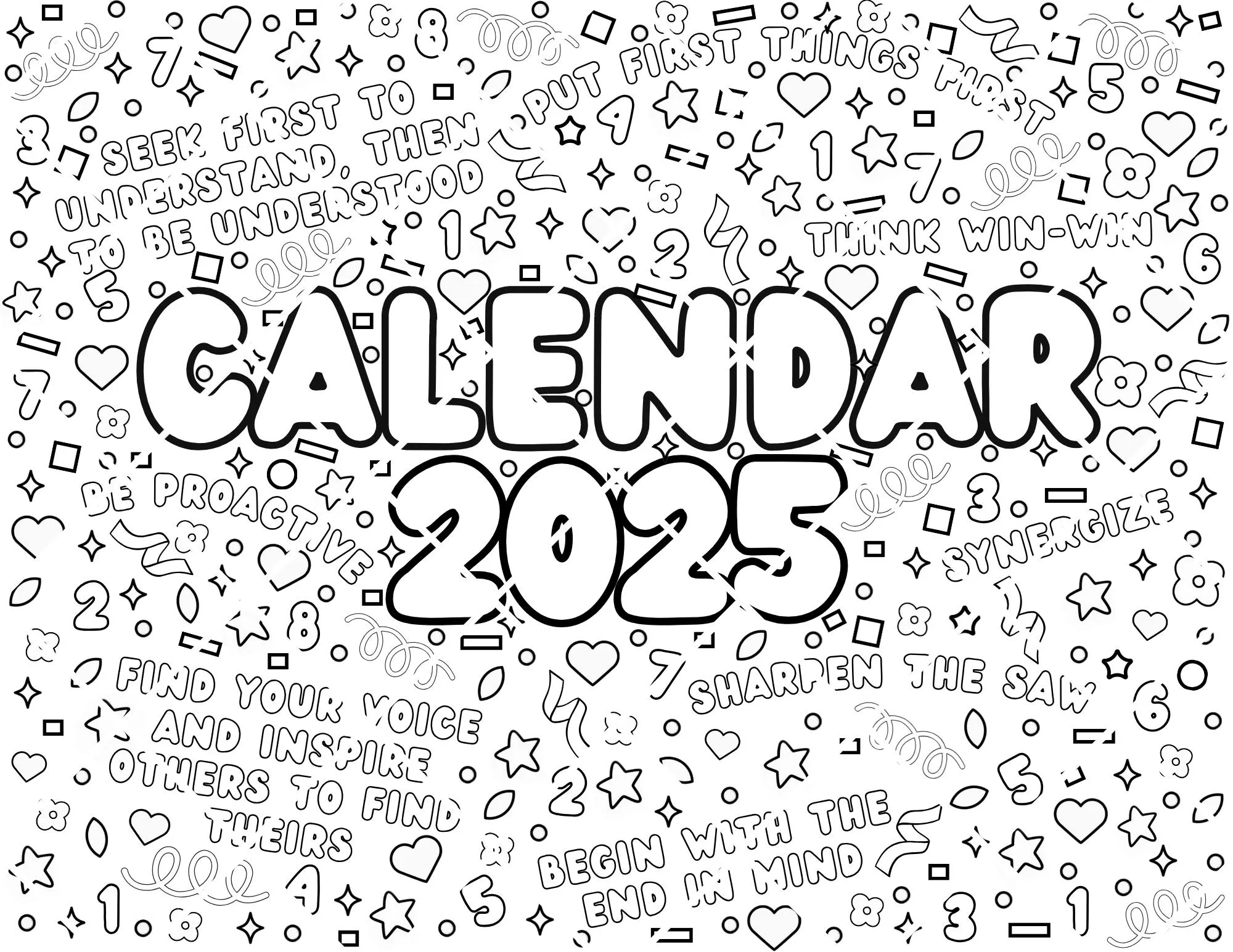 7 Habits 2025 Coloring Calendar Monthly Activity Classroom And Homeschool Activity Etsy