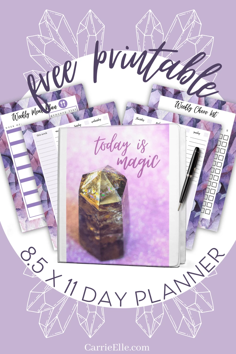 8 5x11 Printable Day Planner Binder Crystals Carrie Elle