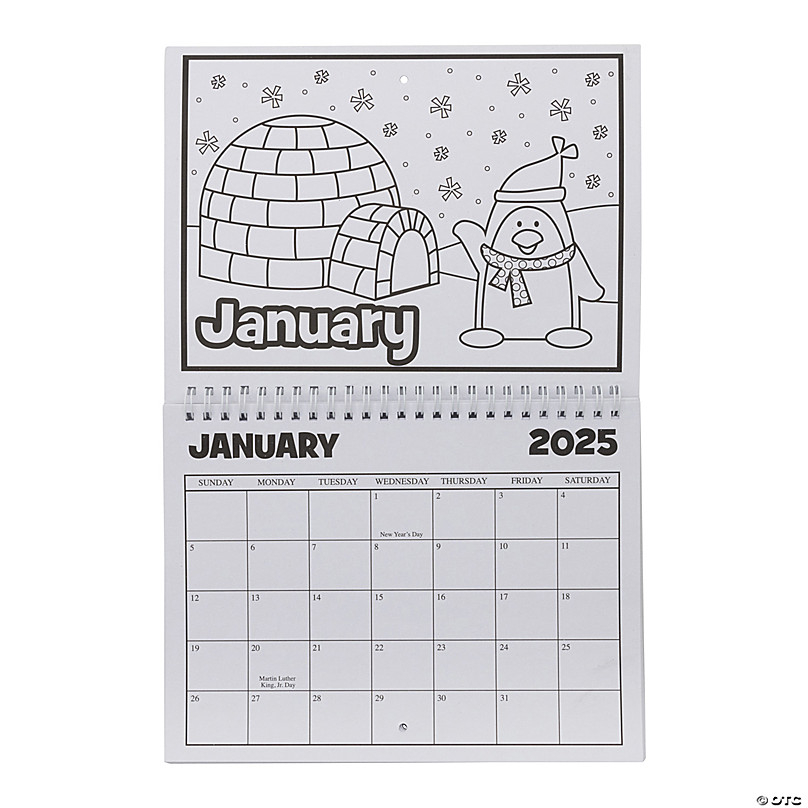 9 X 6 3 4 Color Your Own 2025 Cardstock Calendar With Spiral Binding Oriental Trading