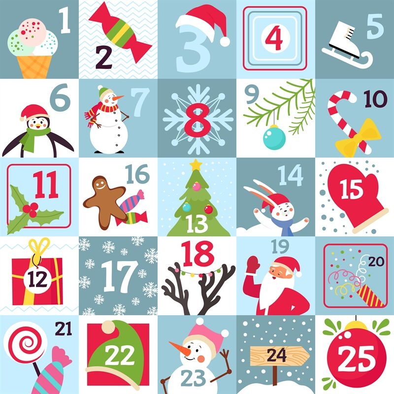 Advent Calendar Printable Christmas Gift Countdown Day Numbers To Ho By Microvector TheHungryJPEG