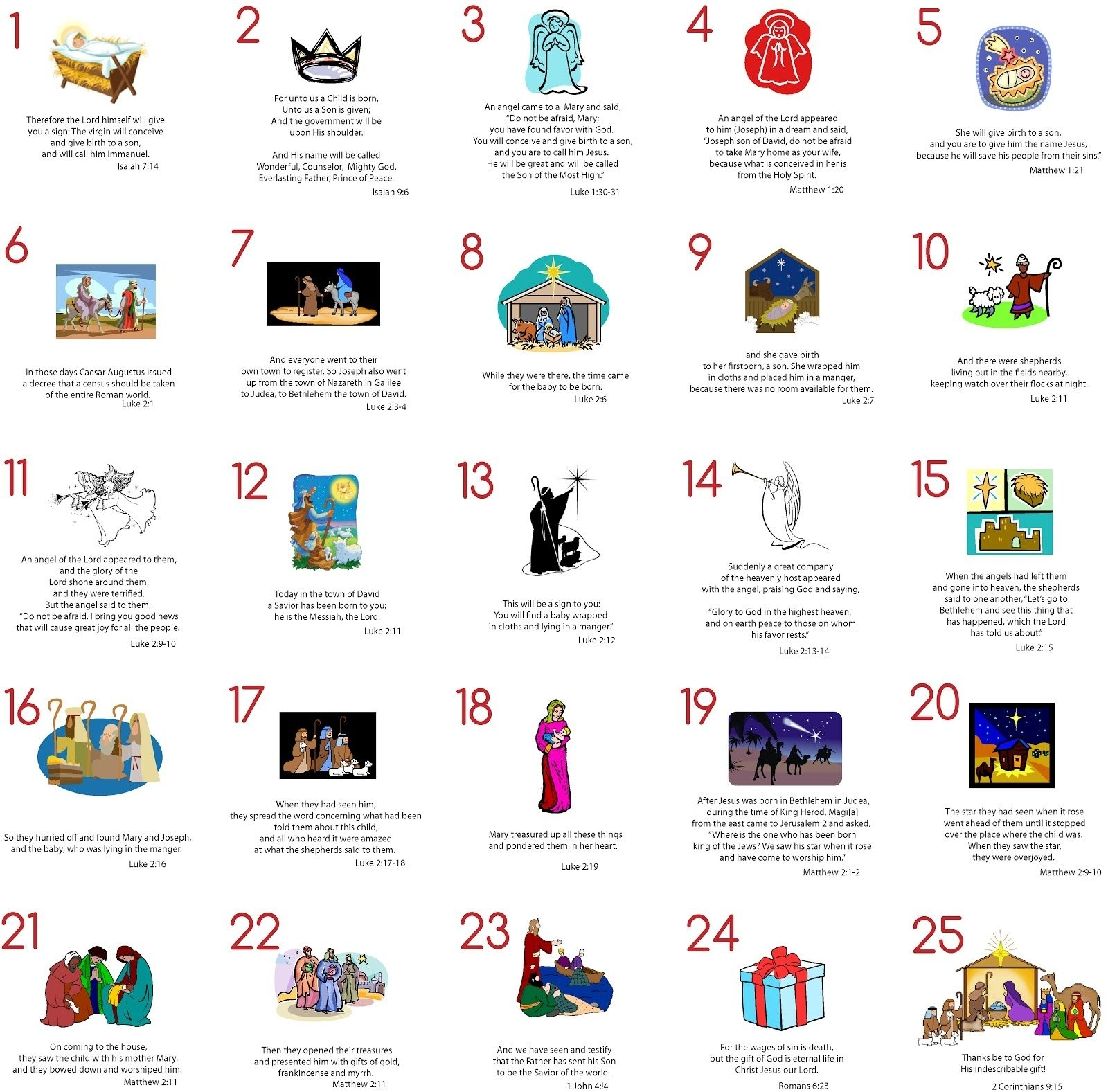 Advent Verses Printable Printable Party Favors