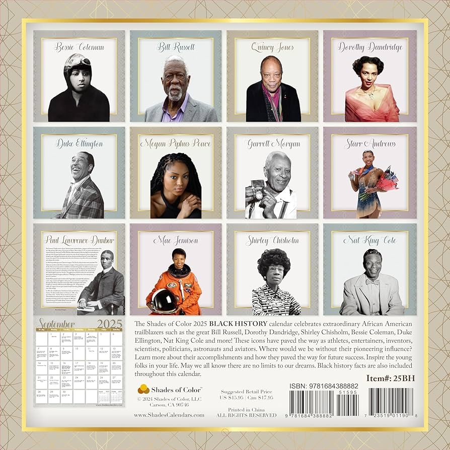 Amazon 2025 African American Monthly Wall Calendar Shades Of Color Black History Highlighting Black Culture Through Beautiful Art 12 By 12 Inches Office Products