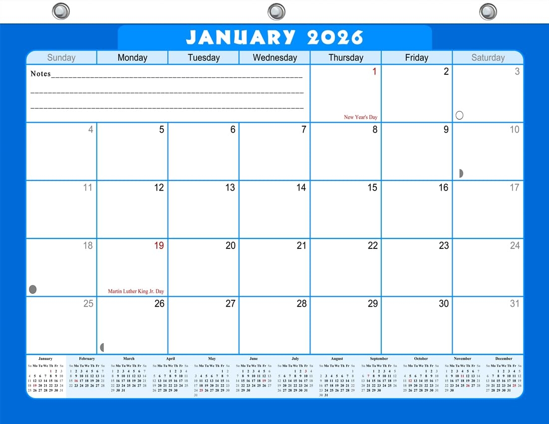 Amazon 2026 Calendar 12 Months Student Calendar Planner For 3 Ring Binder Desk Or Wall v006 Office Products