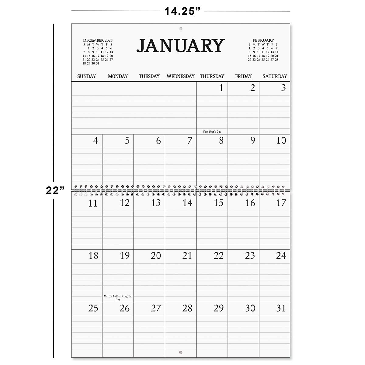 Amazon 2026 Extra Large Print Wall Calendar 14 5 X 11 Size Closed 14 5 X 22 Size Open Easty Read Large Bookstore Quality Spiral Bound Monthly Calendars For Kitchen Office By Current Office Products