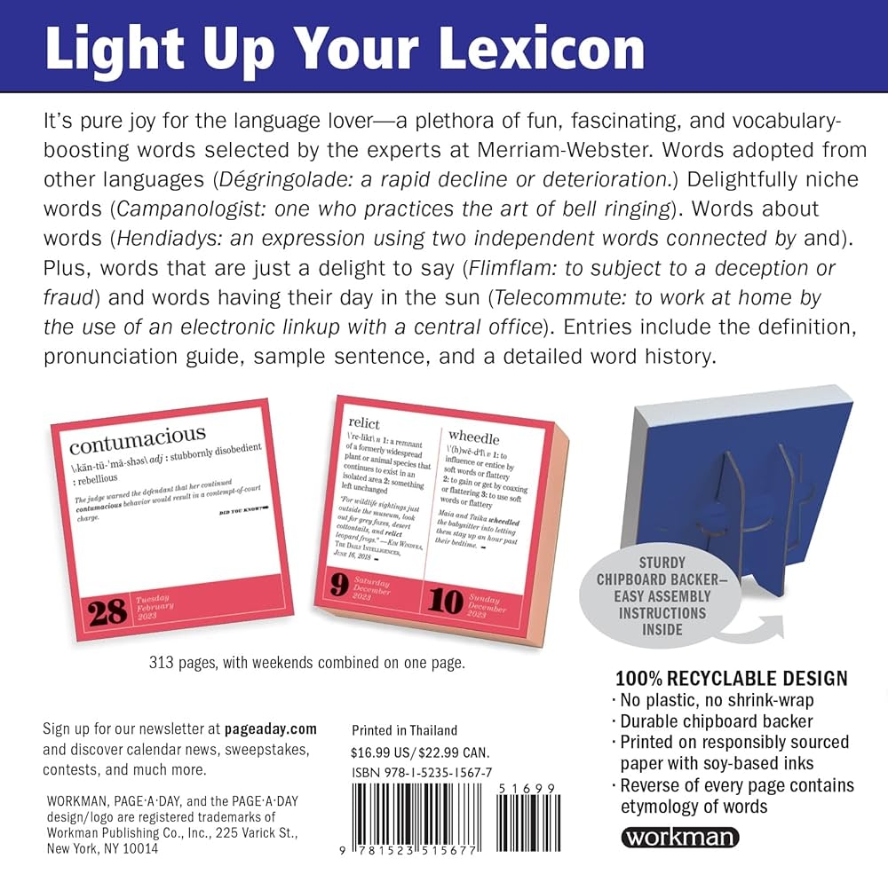 Amazon 365 New Words A Year Page A Day Calendar 2023 From The Editors Of Merriam Webster 9781523515677 Workman Calendars Books Amazon 365 New Words A Year Page A Day Calendar 2023 From The Editors Of Merriam Webster 9781523515677 Workman Calendars Books