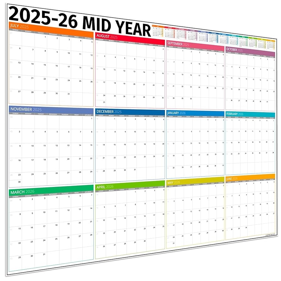Amazon Academic Planner 2025 2026 Dry Erase Academic Wall Calendar 2025 2026 12 Month Office University Teacher School Year Calendar 2025 2026 Boxes Edition Office Products