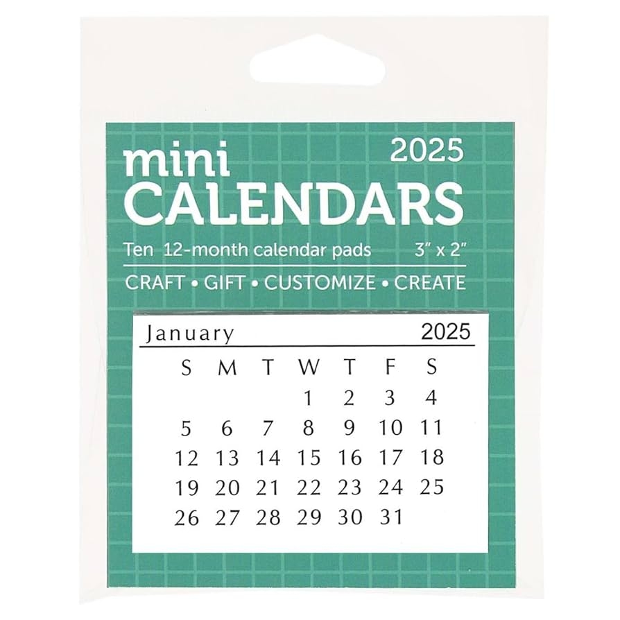 Amazon Accent Design Paper Accents Mini Calendar Tear Off 3x2 10 Sets Dated 2025 Small Calendar Compact 2025 Planner Mini Desk Calendar Office Products