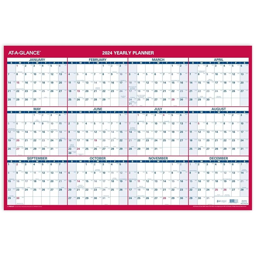 Amazon AT A GLANCE 2024 Wall Calendar Monthly Planner 24 X 36 Extra Large Paper Reversible Vertical Horizontal PM2122824 Office Products