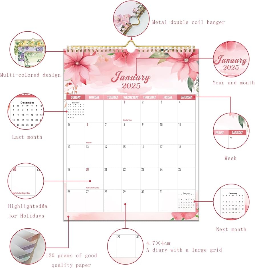 Amazon Calendar 2025 Wall Calendar 2025 From January 2025 To December 2025 Wall Hanging Calendar For Easy Organizing 14 X 11 Floral Office Products