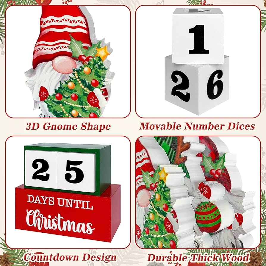 Amazon Christmas Advent Calendar 2025 Countdown To Christmas 30 Days Gnomes Classic Rustic Wood Sign Table Decor Holiday Home Decoration 01 Home Kitchen