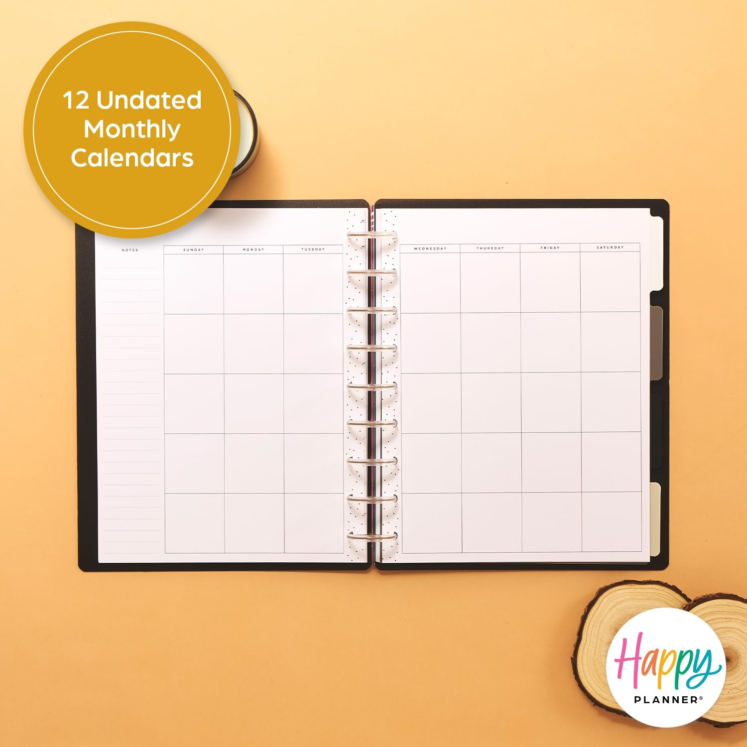 Amazon Happy Planner Undated Plans Notes Monthly Planner Notebook Journal 12 Month Planner Modern Texture Big Size 60 Pages 4 Dividers 4 Sticker Sheets 8 5 X 11 Office Products
