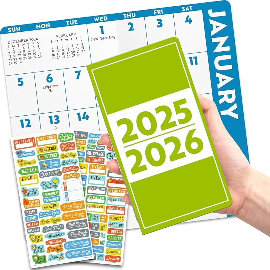 Amazon Large Print Calendar 2025 Deluxe 2025 2026 Large Print Easy To Read Pocket Planner 2 Year Calendar Bundle With Over 100 Calendar Stickers Low Vision Gifts Office Supplies Office Products