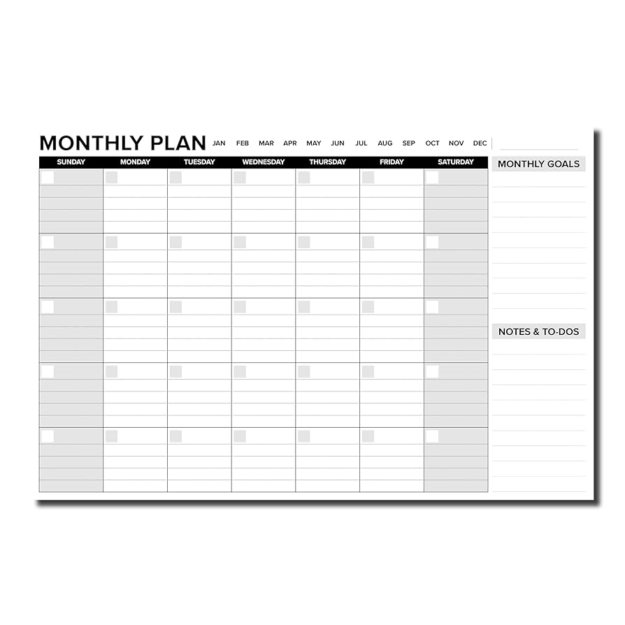 Amazon Reskid Thick Cardstock Undated Desk Calendar Desktop Monthly Planner With To Do List And Notes Home Office Desk Calendar 12 X 18 18 Sheets Office Products