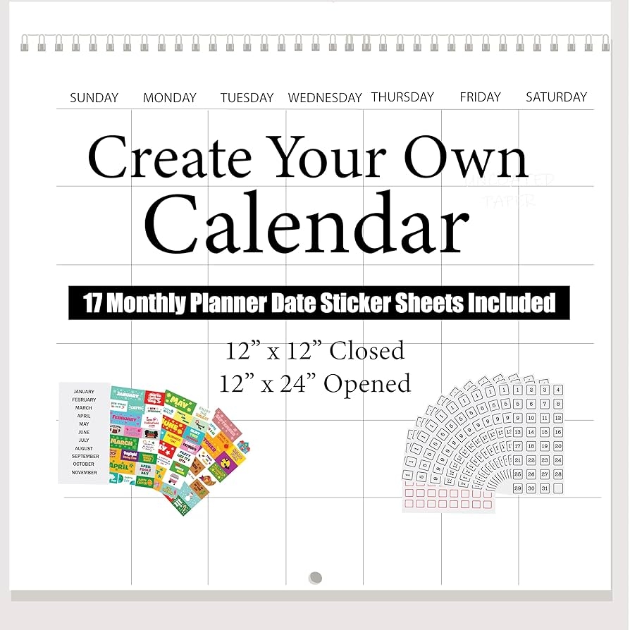 Amazon Spiral Create Your Own Wall Calendar 12 In X 12 In Closed 12 In X 24 Opened Office Products