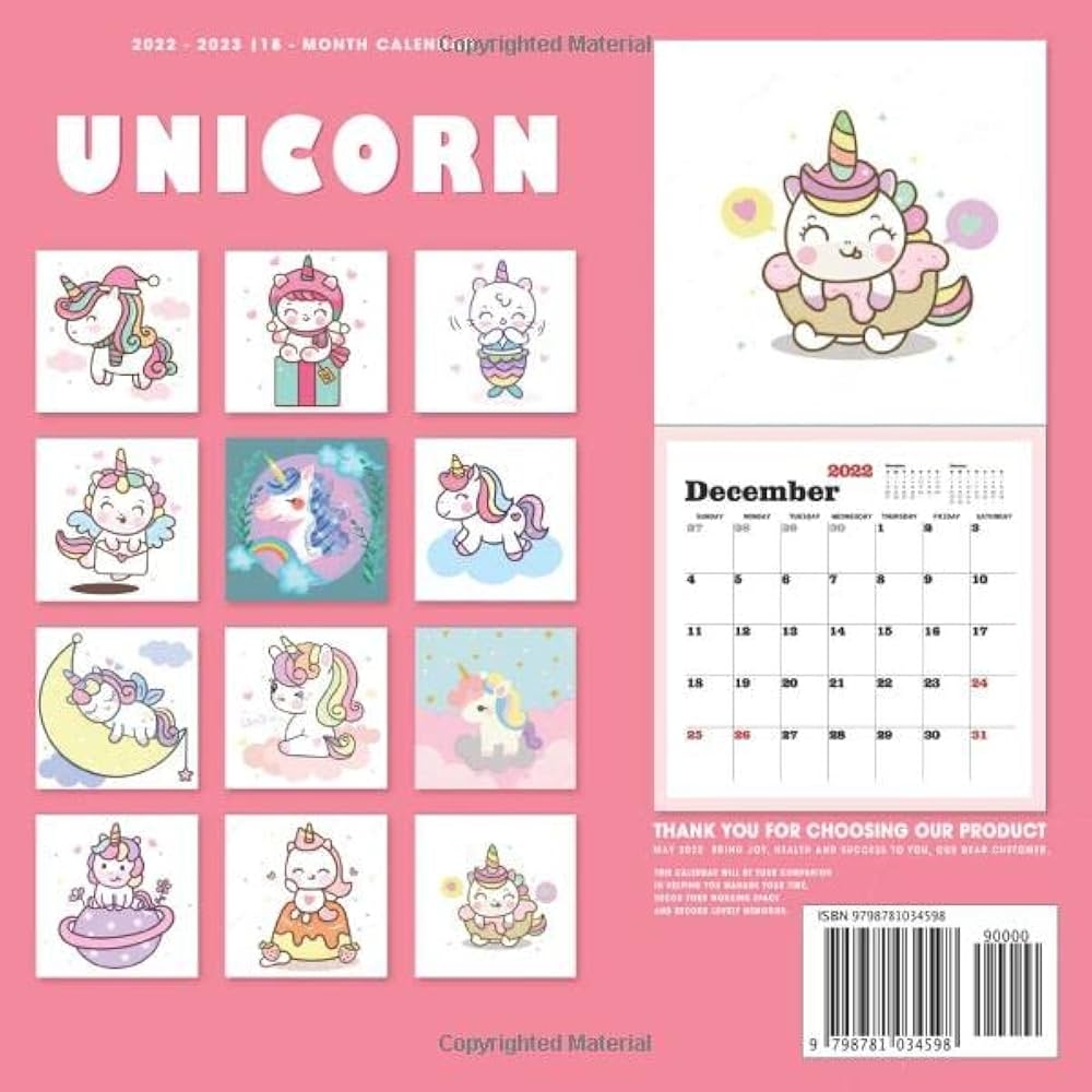 Free Printable Unicorn Calendar
