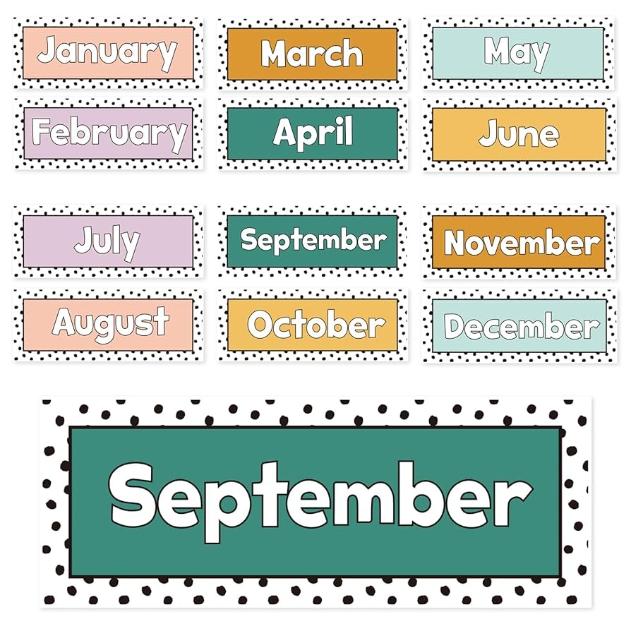 Amazon Whaline 12Pcs Months Of The Year Bulletin Board Set Colorful Boho Monthly Headliners Calendar Month Headers For School Classroom Decoration Office Products