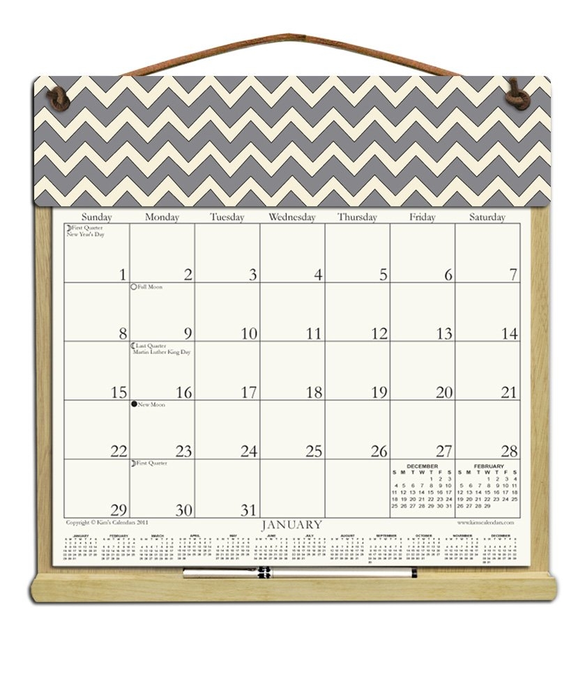 Amazon Wooden Refillable Calendar Holder Filled With The Rest Of 2025 And 2026 Calendars And Includes An Order Form Page For 2027 GRAY Chevron Office Products
