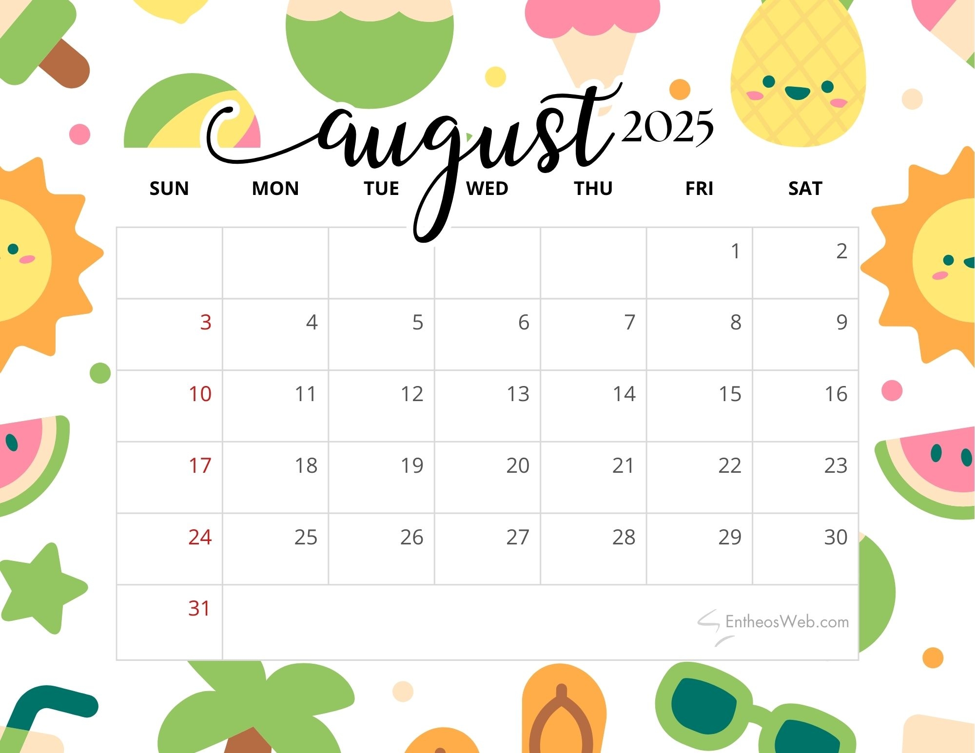 Printable Calendars Summer 2025