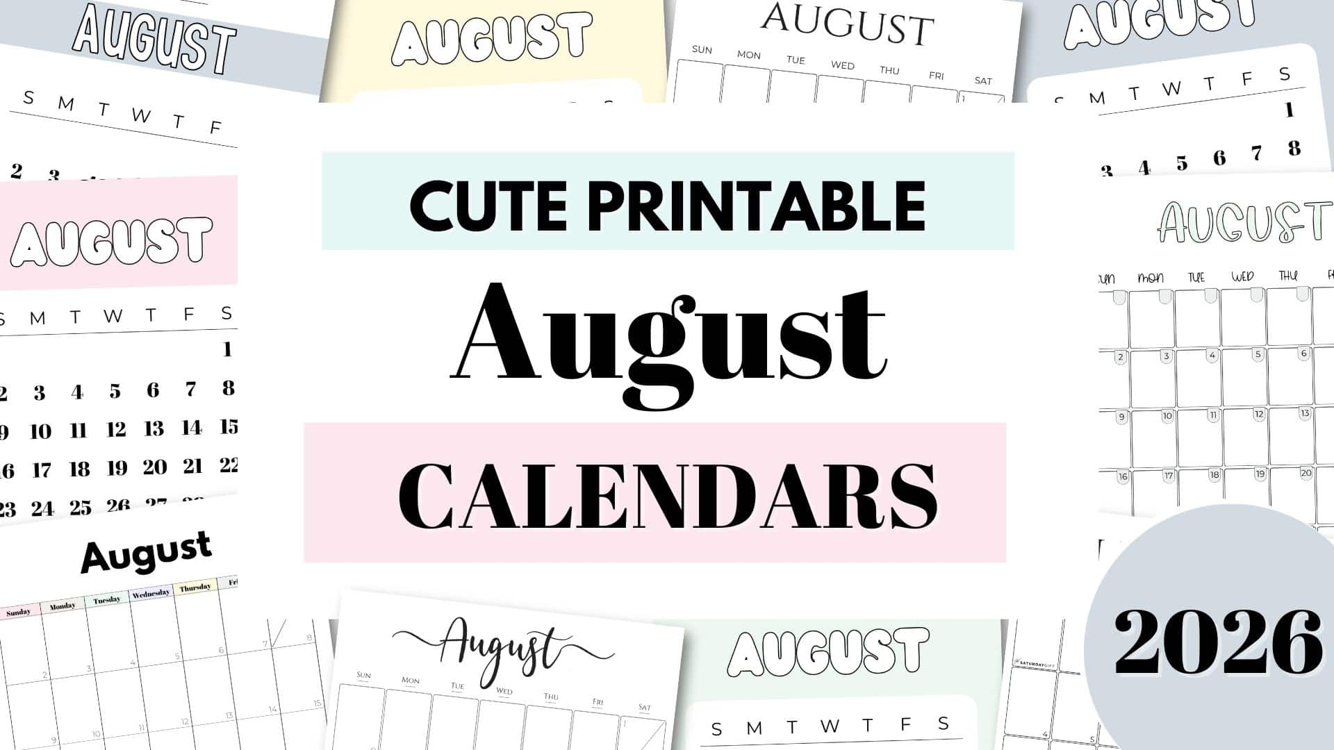 Free Printable Calendar Templates August 2026