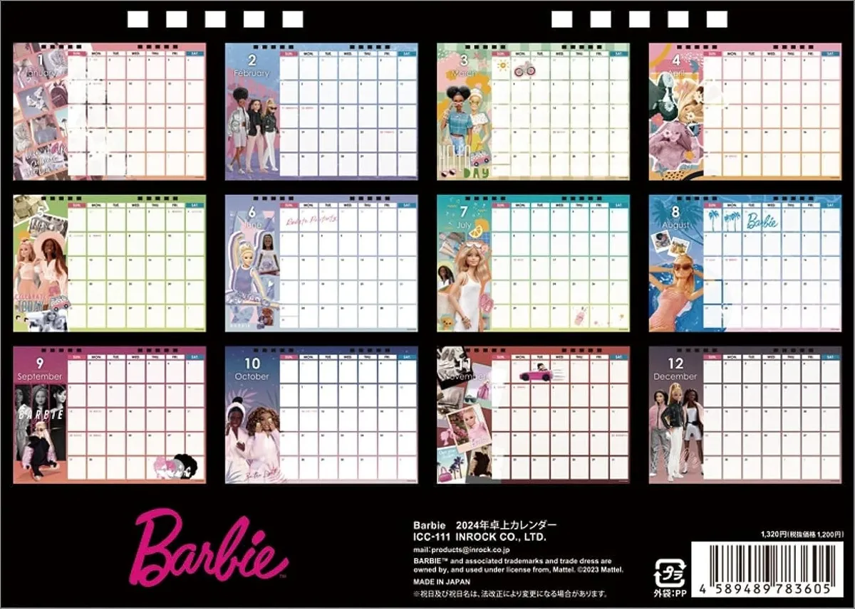 Barbie 2024 Desktop Calendar CL24 0369 Japan 16 21cm New Year Cute Worksheets Library