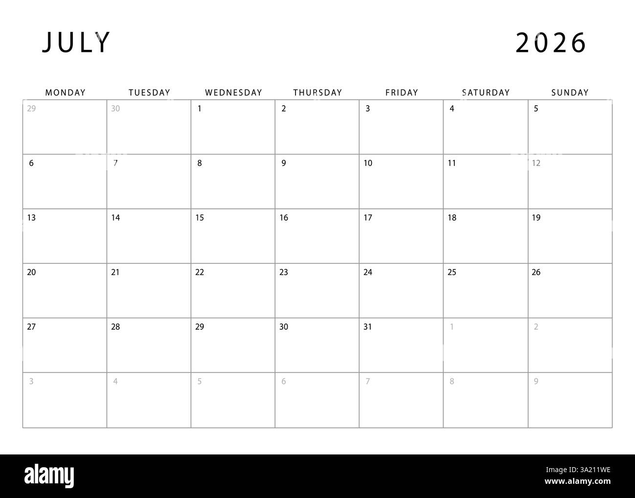 Calendar 2026 Black And White Stock Photos Images Alamy