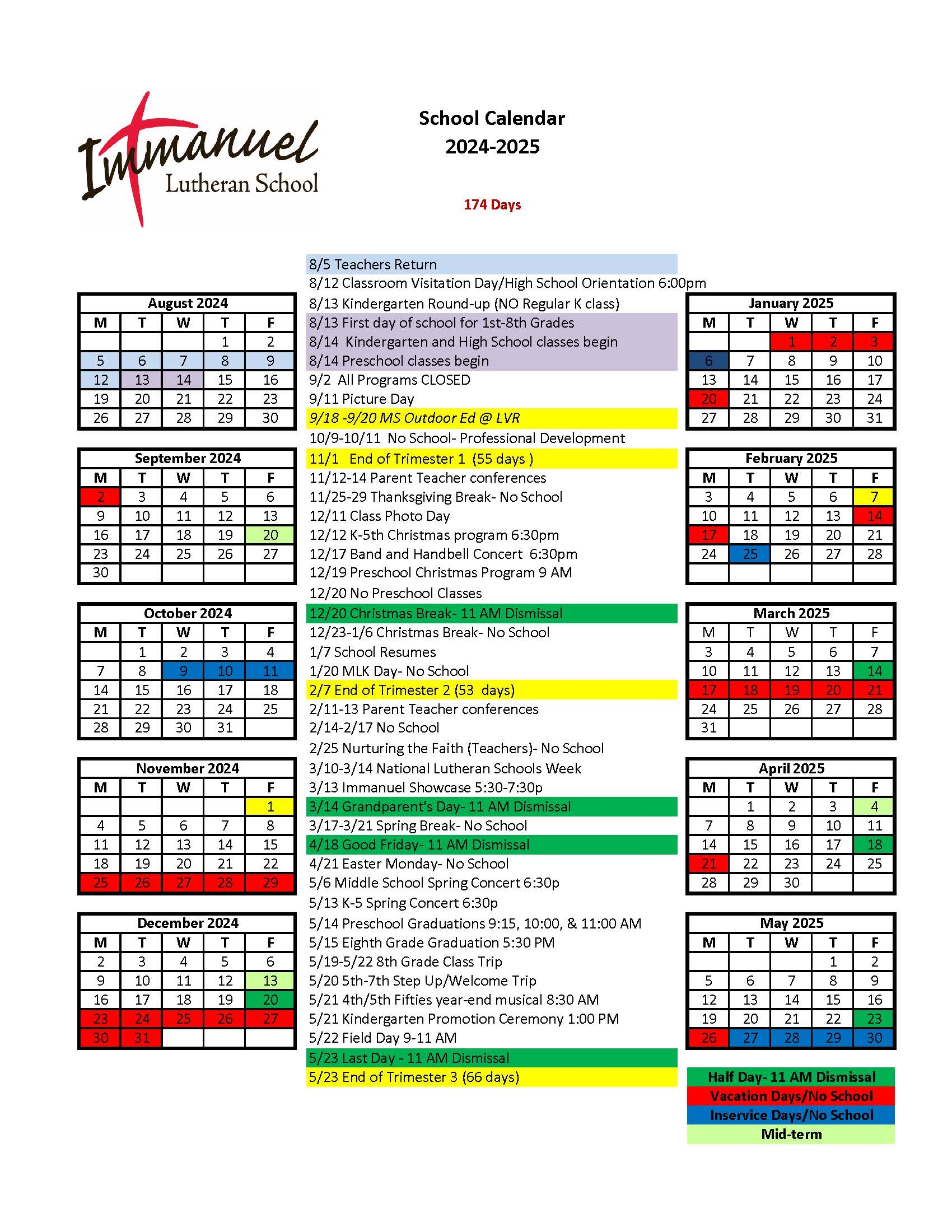 Calendar PDF Immanuel Lutheran School