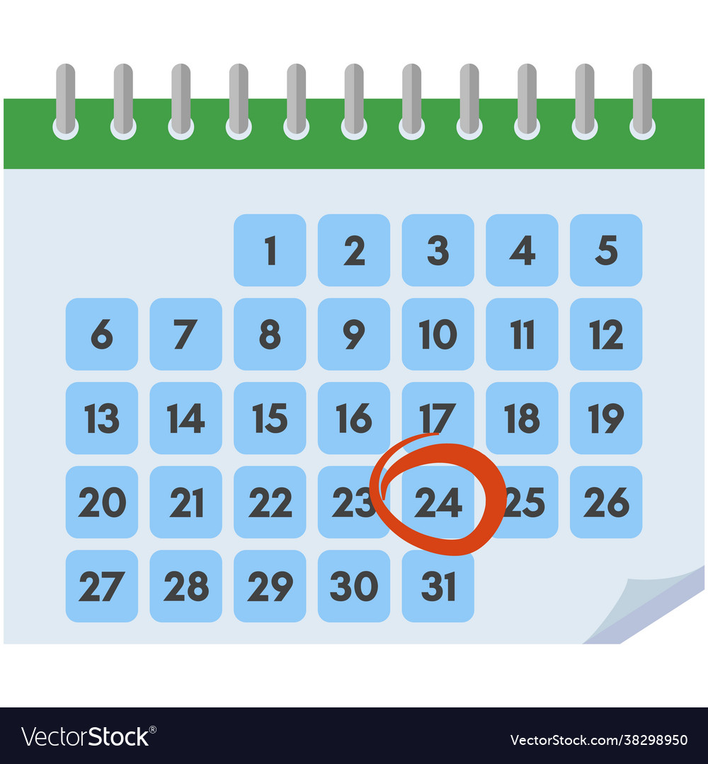 Calendar With Date Day Mark Flat Royalty Free Vector Image