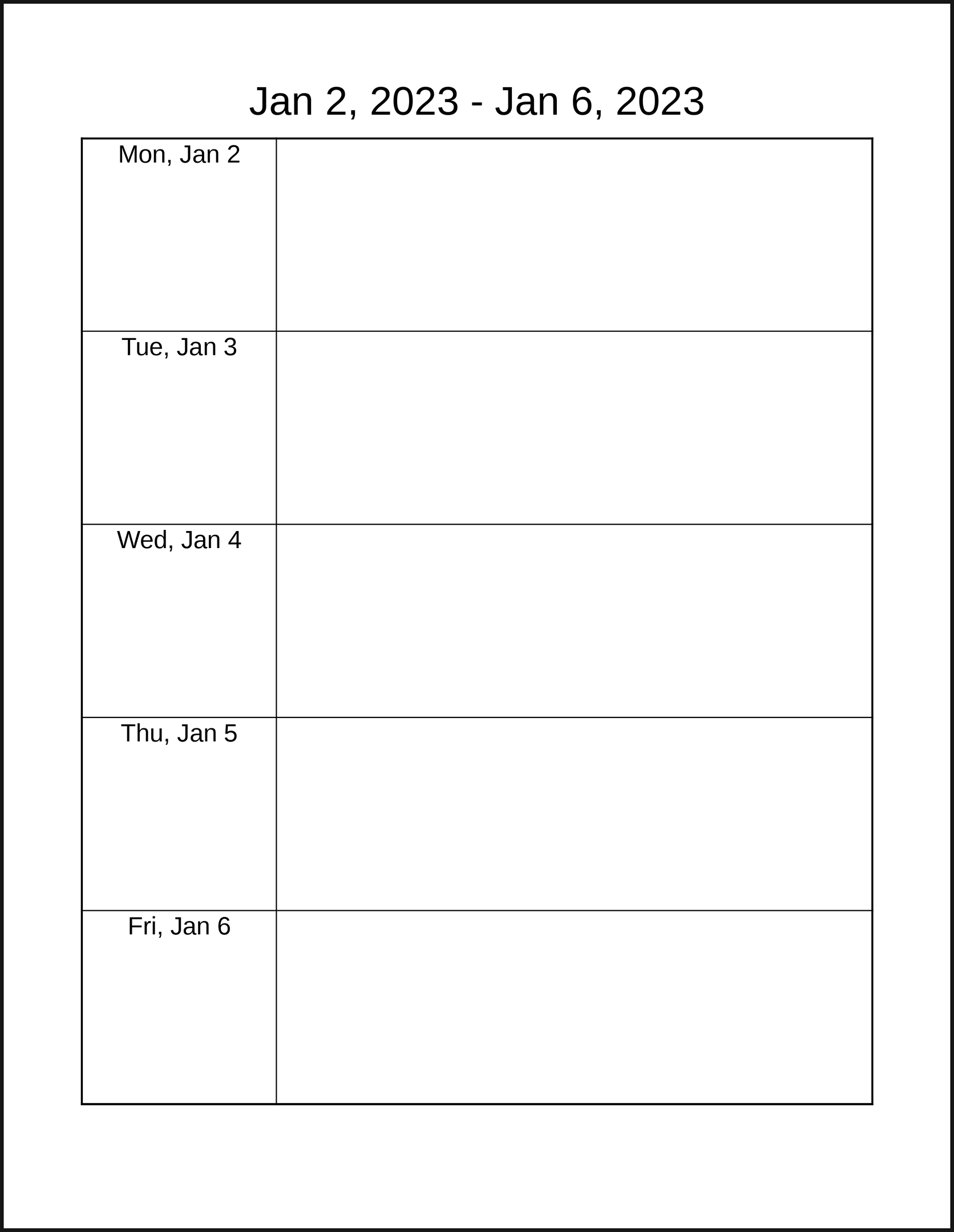 CalendarsThatWork Business Week Portrait