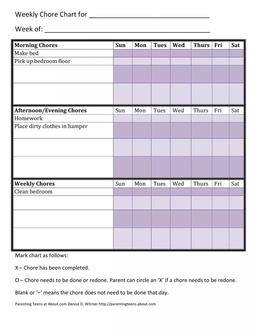 Chore Chart Morning Evening Fill Out Printable PDF Forms Online