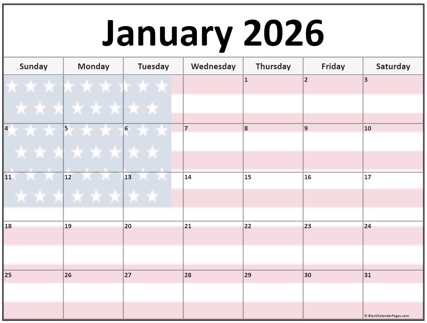 Collection Of January 2026 Photo Calendars With Image Filters 