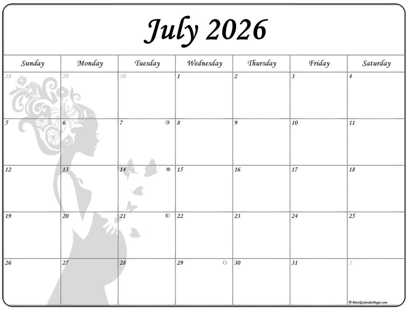 Cute Blank Printable Calendars 2026
