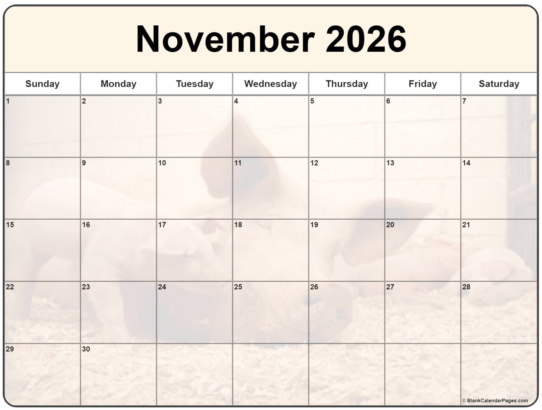 collection of november 2026 photo calendars with image filters