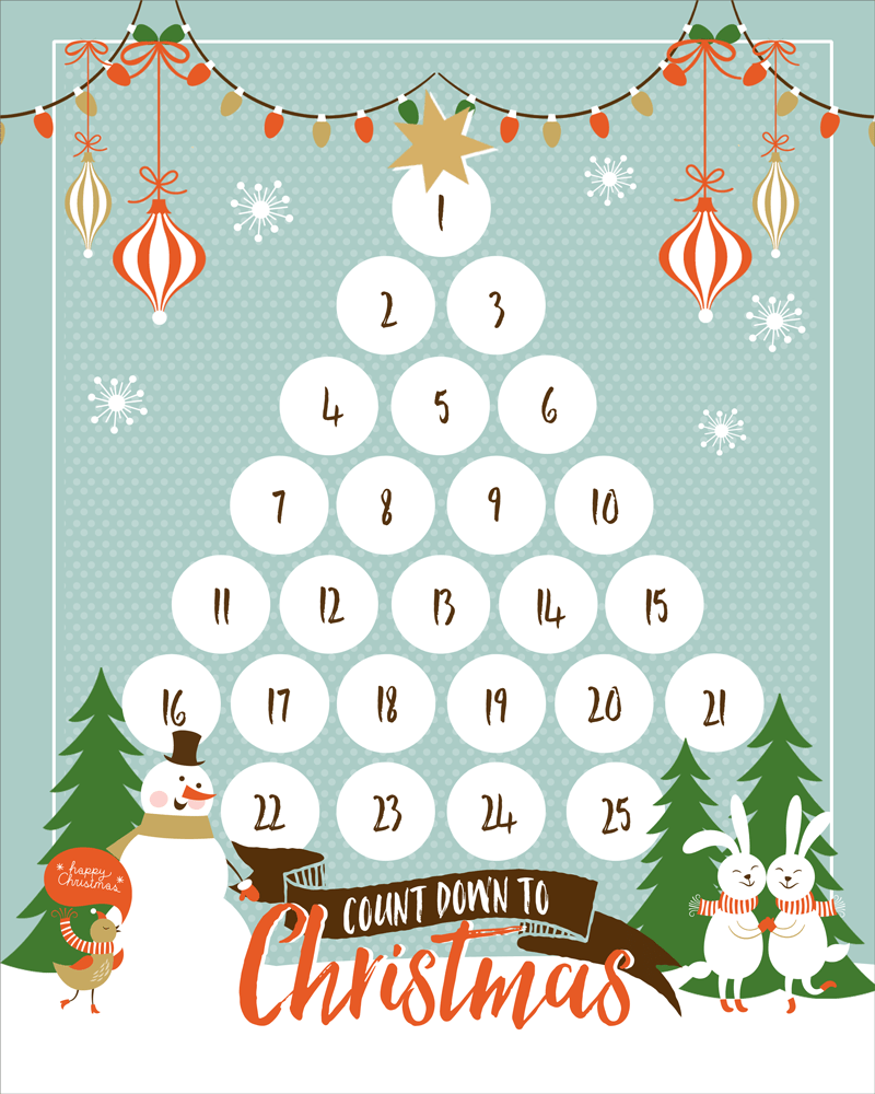 Christmas Countdown Calendar Printable 2025