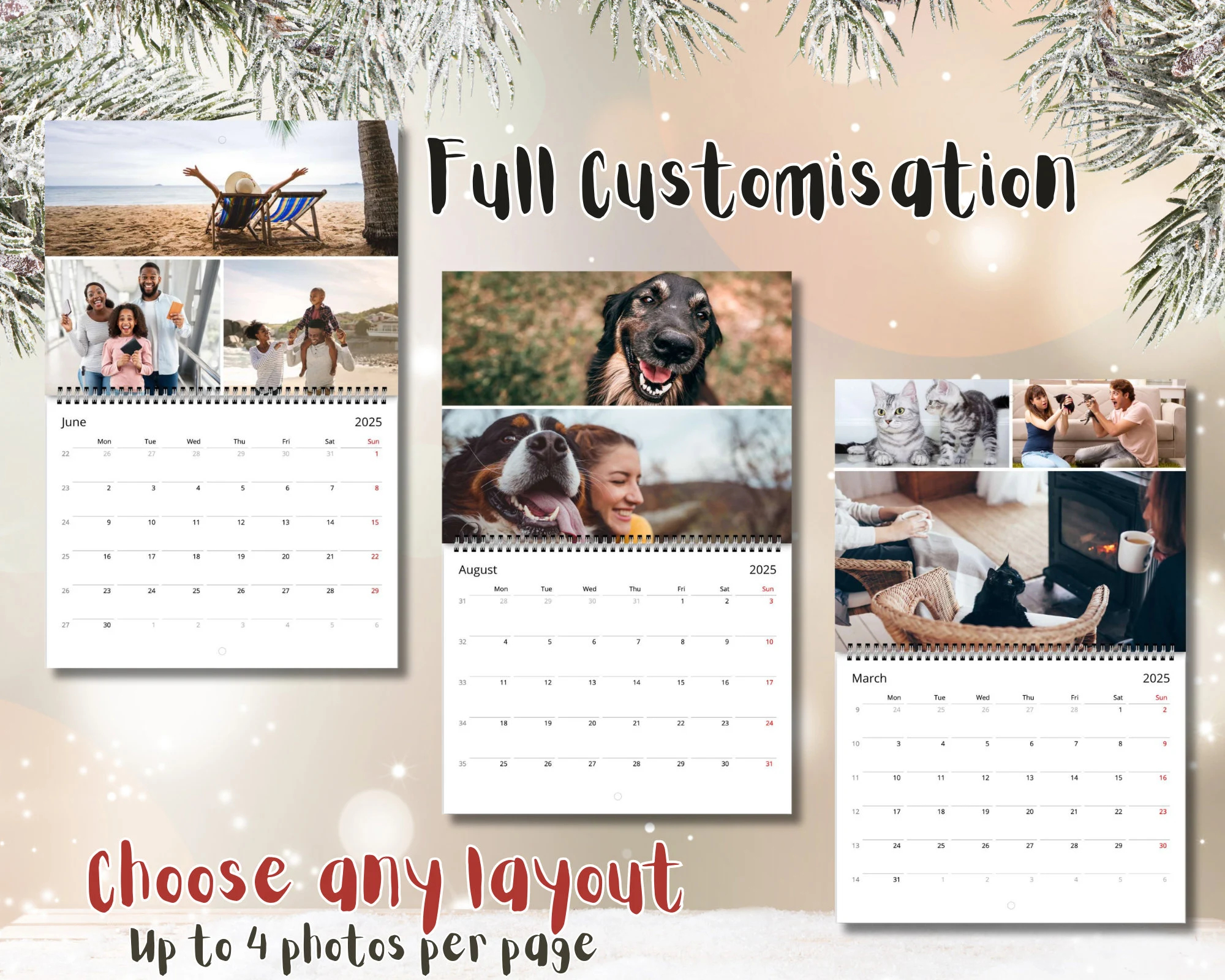 Custom Photo Calendar 2025 Personalised Calendar 12 Month Calendar Monthly Wall Calendar 2025 Wall Calendar Family Photo Calendar Etsy