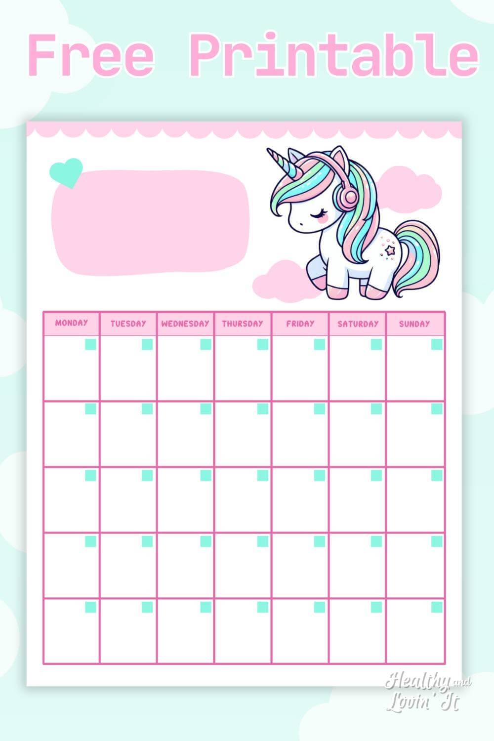 Cute Free Printable Calendars