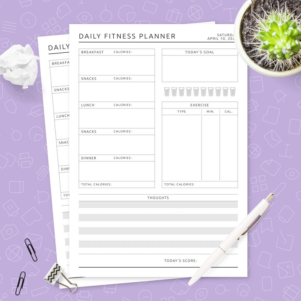 Daily Fitness Planner Template Template Printable PDF