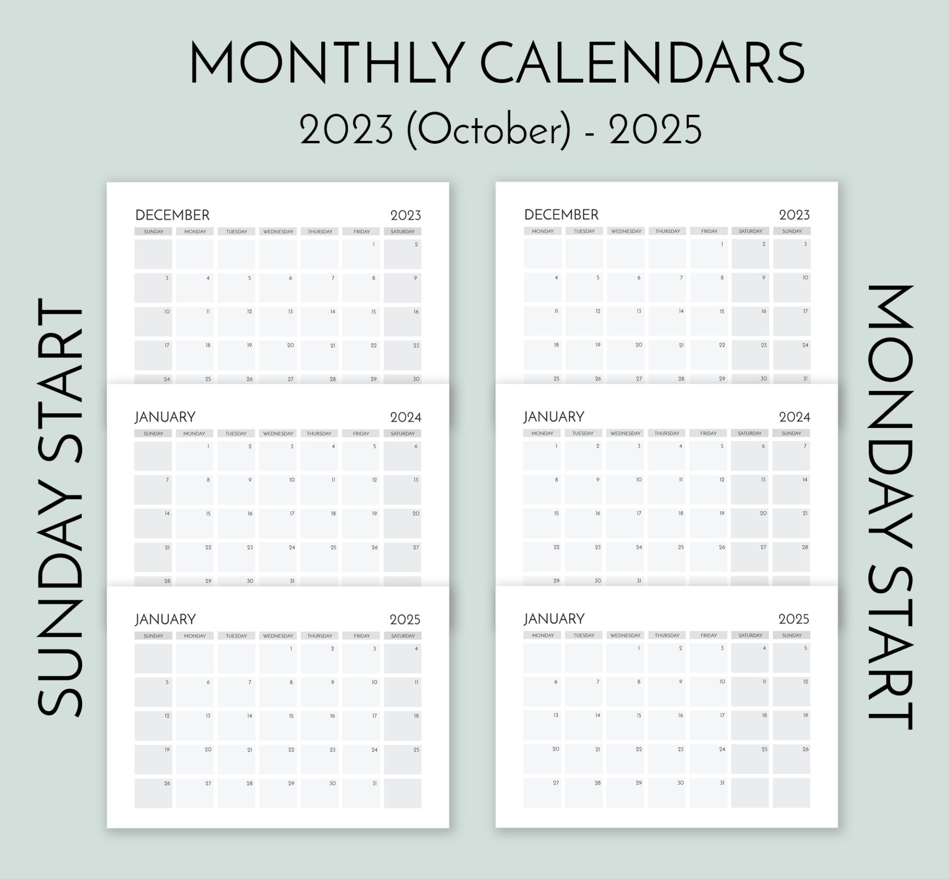 Daily Weekly Monthly Planner Printable Set Printable Planners