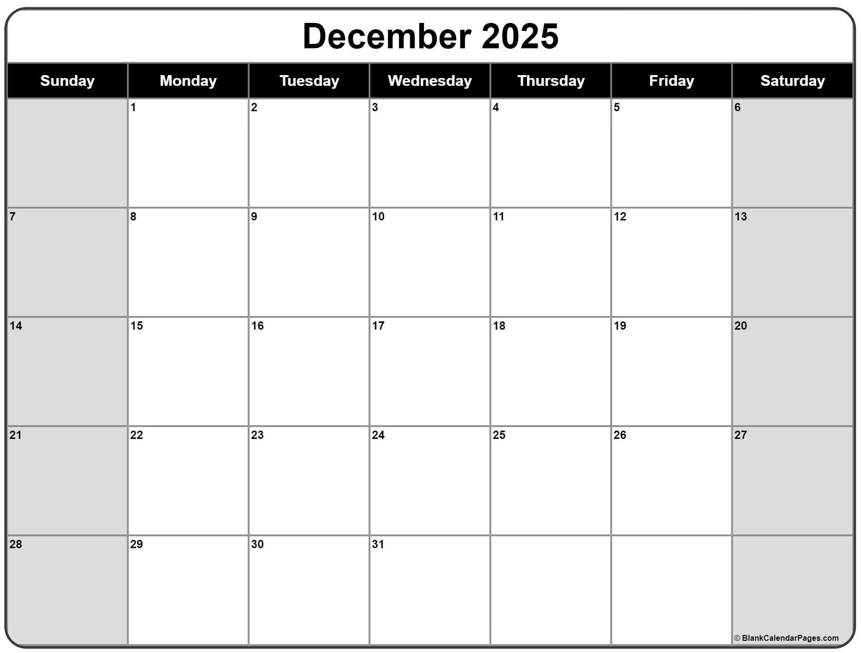 Printable Calendar November And December 2025