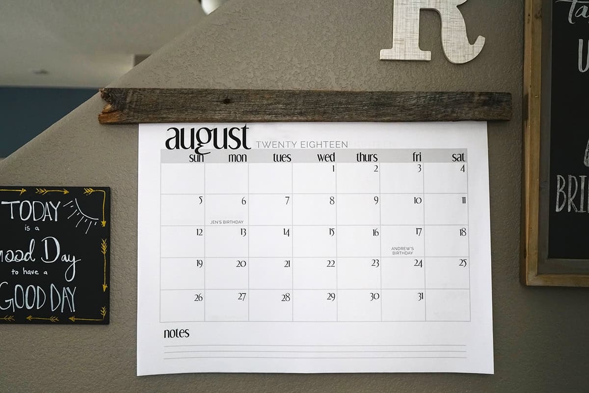 DIY Wall Calendar With Barnwood Free Printable Hello Hayley Blog