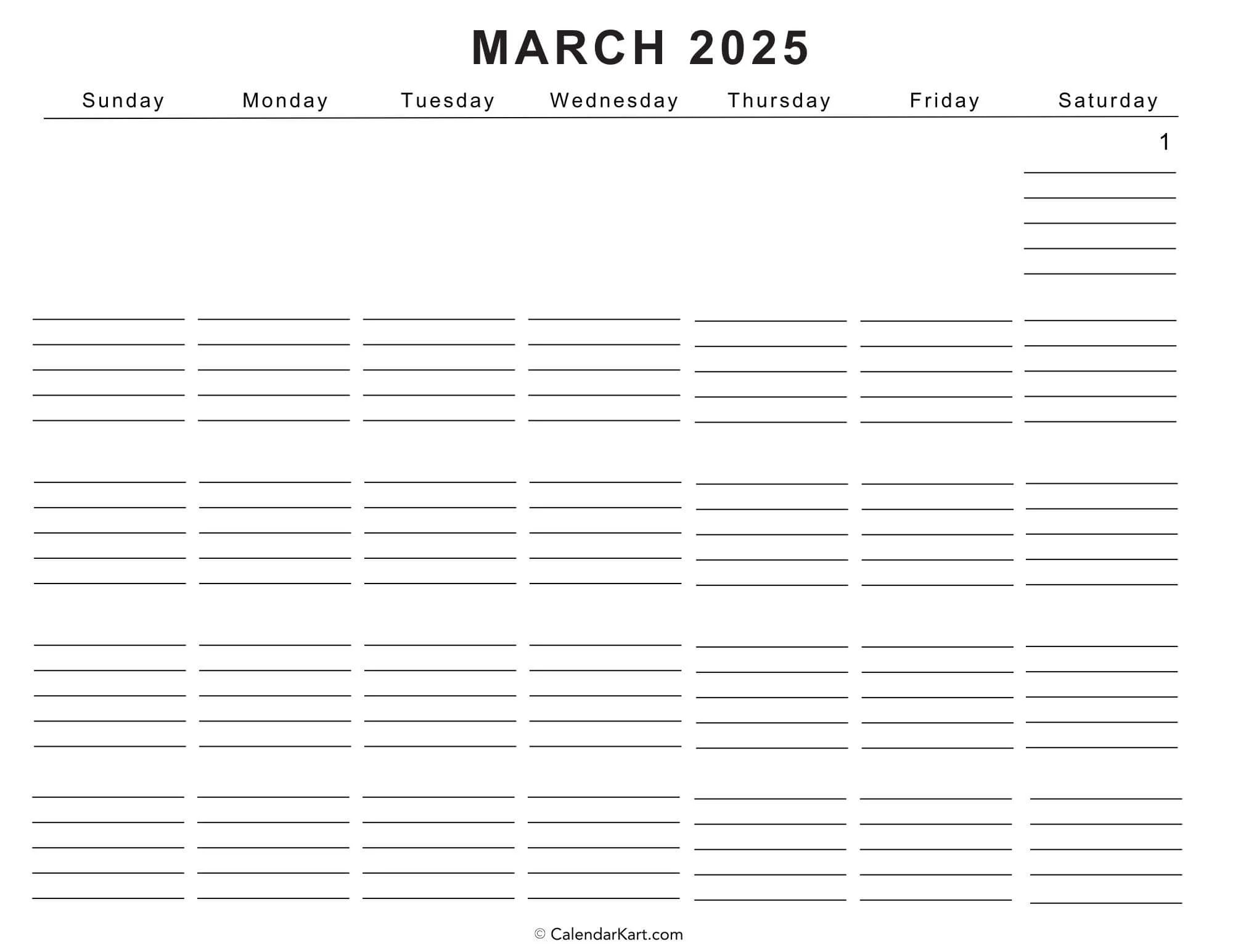 Free March Printable Calendar