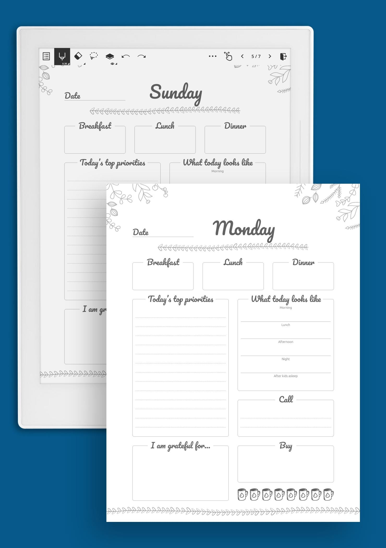 7 Day Calendar Printable