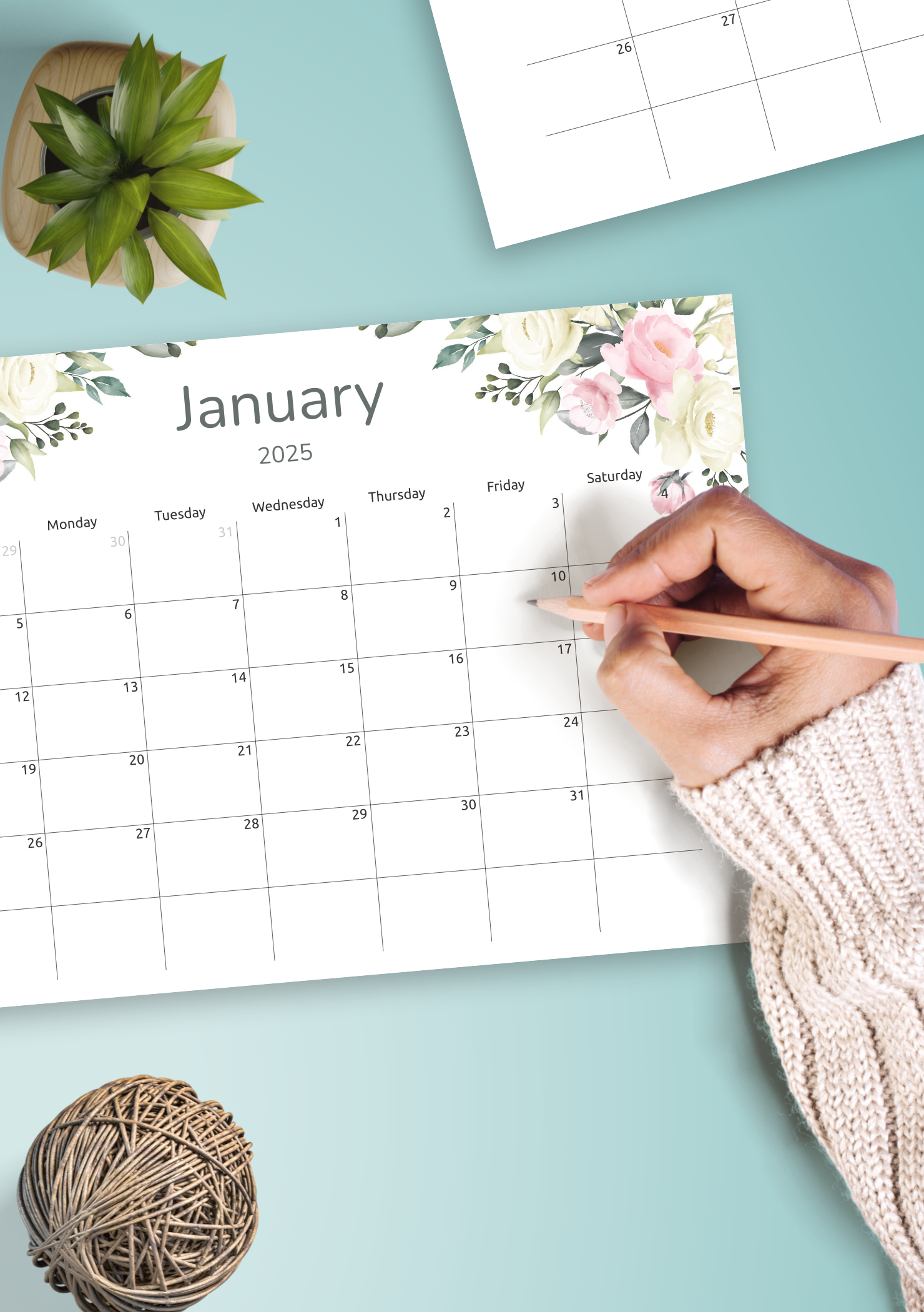Download Printable Floral Monthly Calendar PDF