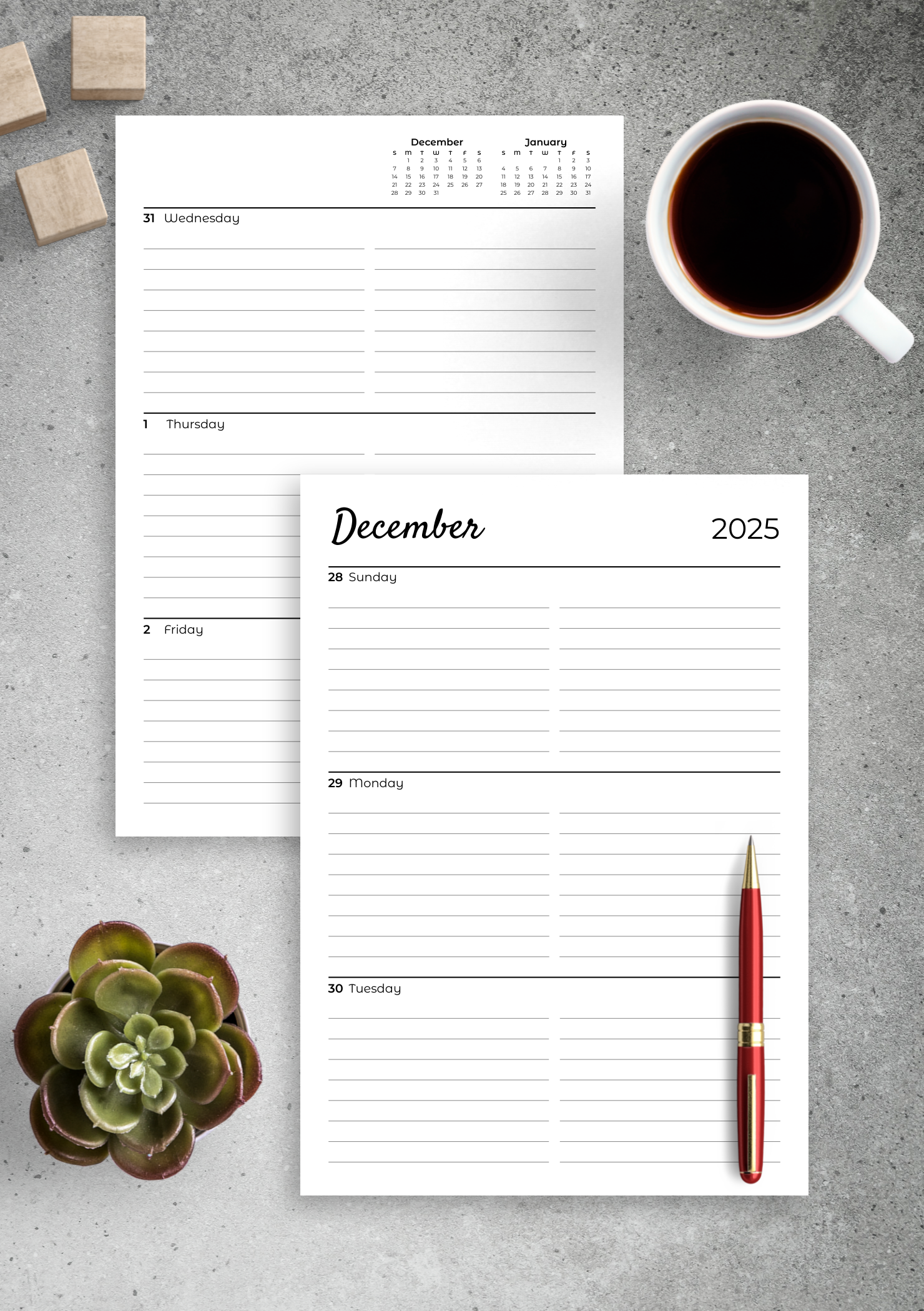 Free Lined Weekly Calendar Printable